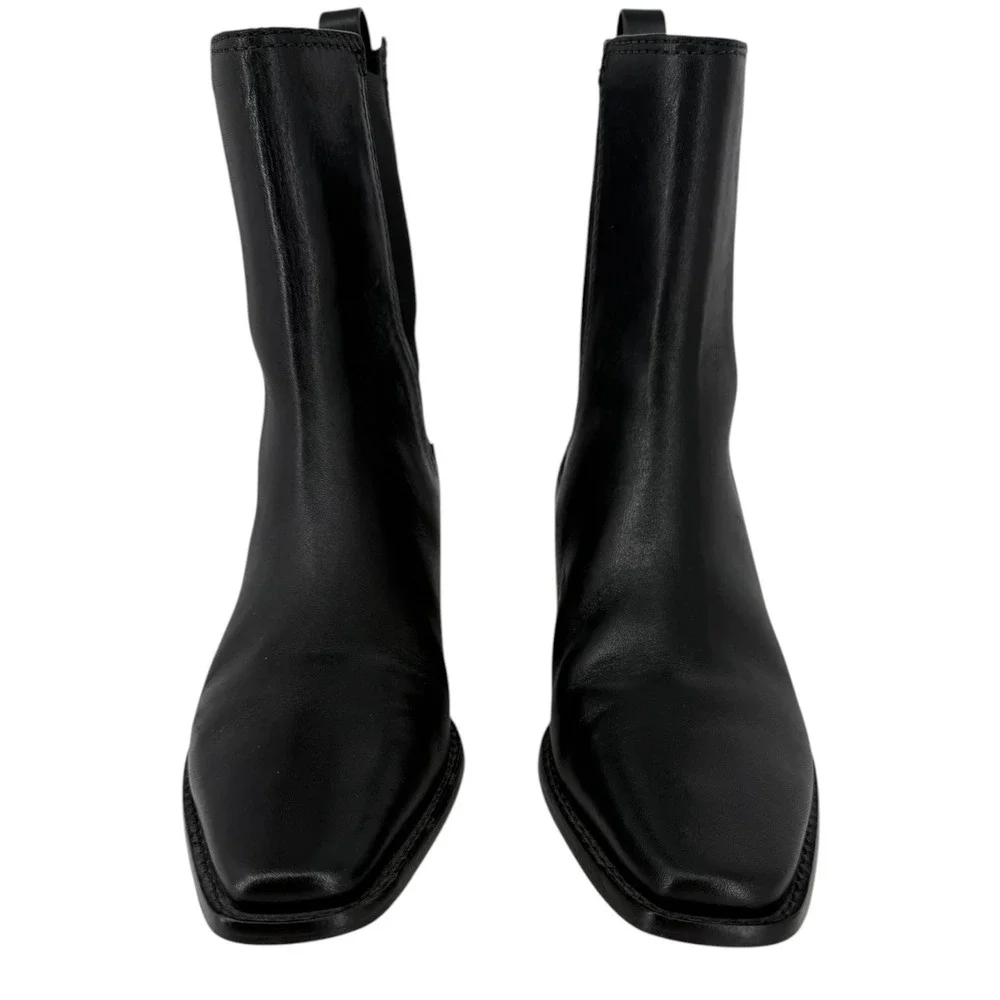 Tory Burch Womens Black Leather Square Toe Chelsea Ankle Boots 143257 Size 6.5M